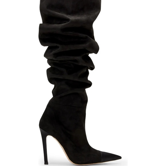 Good American Over the Knee Slouch Boot | Black Suede - Picture 1 of 1
